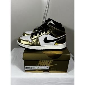 Nike Air Jordan 1 Mid SE Metallic Gold DC1420-700 GS Size 7Y 7 Used